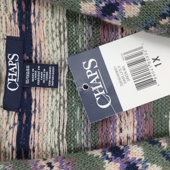 Chaps Sweater Vest button down Purple Green Size 1X vintage look Chaps - Picture 6 of 9
